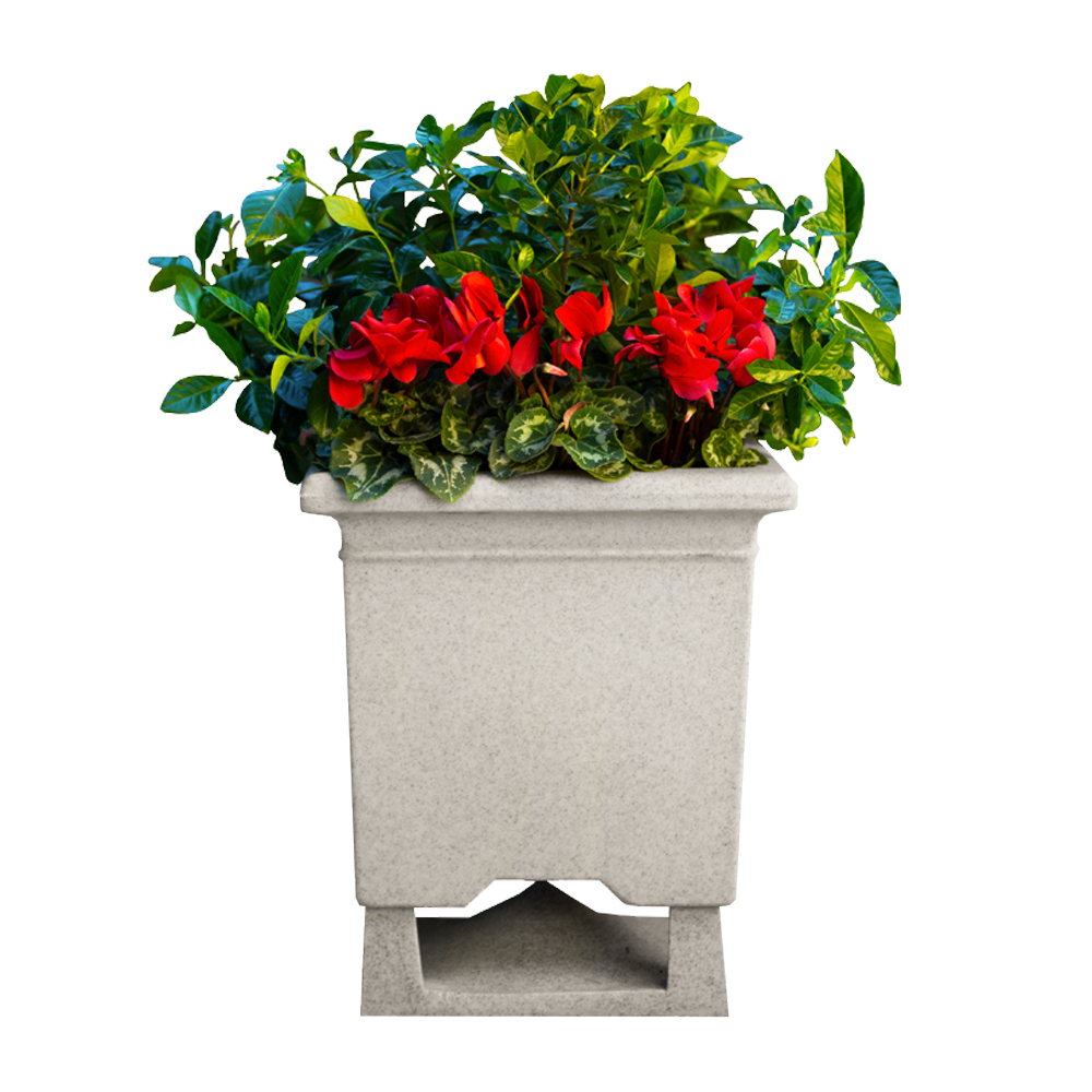 Outdoor 6.5" Square Planter Spkr in Granite Grey w/ SweetSpot